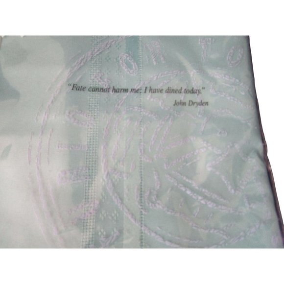 Furio Satin Stripe Oblong Tablecloth Four Napkin Set NOS Vintage 1996 Jade Green - Picture 6 of 13